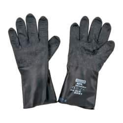 North - Size L (9), 11" Long, 13 mil Thick, Butyl Chemical Resistant Gloves - Textured Finish, Rolled Cuff, Black - Eagle Tool & Supply