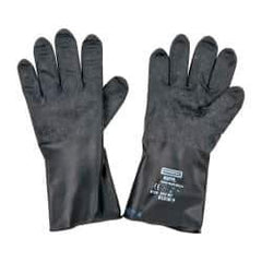 North - Size L (9), 11" Long, 13 mil Thick, Butyl Chemical Resistant Gloves - Textured Finish, Rolled Cuff, Black - Eagle Tool & Supply