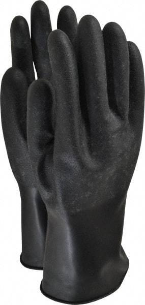 North - Size L (9), 11" Long, 16 mil Thick, Butyl Chemical Resistant Gloves - Textured Finish, Rolled Cuff, Black - Eagle Tool & Supply