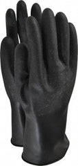 North - Size L (9), 11" Long, 16 mil Thick, Butyl Chemical Resistant Gloves - Textured Finish, Rolled Cuff, Black - Eagle Tool & Supply