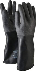 North - Size L (9), 14" Long, 32 mil Thick, Butyl Chemical Resistant Gloves - Textured Finish, Rolled Cuff, Black - Eagle Tool & Supply