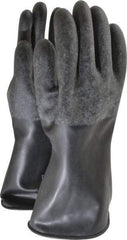 North - Size XL (10), 14" Long, 32 mil Thick, Butyl Chemical Resistant Gloves - Textured Finish, Rolled Cuff, Black - Eagle Tool & Supply