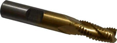 Interstate - 11/32" Diam, Coarse Pitch, 3/4" LOC, 3 Flute Cobalt Roughing Square End Mill - TiN Finish, 2-1/2" OAL, 3/8" Shank Diam, Single End, Centercutting - Eagle Tool & Supply