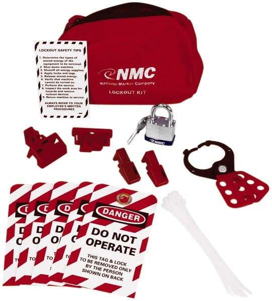 NMC - 20 Piece Electrical Lockout Kit - Keyed Differently, Comes in Pouch - Eagle Tool & Supply