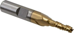 Interstate - 3/16" Diam, 1/2" LOC, 3 Flute Cobalt Roughing & Finishing Square End Mill - TiN Finish, 2-3/8" OAL, 3/8" Shank Diam, Weldon Shank, 30° Helix, Non-Centercutting - Eagle Tool & Supply