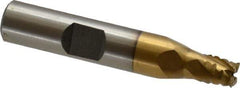 Interstate - 1/4" Diam, 5/16" LOC, 4 Flute Cobalt Roughing & Finishing Square End Mill - TiN Finish, 2-1/8" OAL, 3/8" Shank Diam, Weldon Shank, 30° Helix, Non-Centercutting - Eagle Tool & Supply