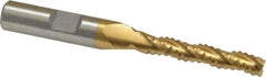 Interstate - 1/4" Diam, 1-3/8" LOC, 3 Flute Cobalt Roughing & Finishing Square End Mill - TiN Finish, 3-1/8" OAL, 3/8" Shank Diam, Weldon Shank, 30° Helix, Non-Centercutting - Eagle Tool & Supply