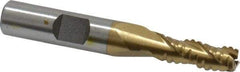 Interstate - 9/32" Diam, 3/4" LOC, 3 Flute Cobalt Roughing & Finishing Square End Mill - TiN Finish, 2-1/2" OAL, 3/8" Shank Diam, Weldon Shank, 30° Helix, Non-Centercutting - Eagle Tool & Supply