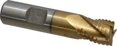 Interstate - 5/8" Diam, 3/4" LOC, 4 Flute Cobalt Roughing & Finishing Square End Mill - TiN Finish, 2-7/8" OAL, 5/8" Shank Diam, Weldon Shank, 30° Helix, Non-Centercutting - Eagle Tool & Supply
