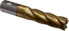 Interstate - 1" Diam, 3" LOC, 5 Flute Cobalt Roughing & Finishing Square End Mill - TiN Finish, 5-1/2" OAL, 1" Shank Diam, Weldon Shank, 30° Helix, Non-Centercutting - Eagle Tool & Supply