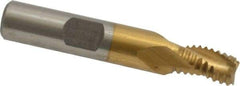 Interstate - 5/16" Diam, Coarse Pitch, 7/16" LOC, 3 Flute Cobalt Roughing Square End Mill - TiN Finish, 2-3/16" OAL, 3/8" Shank Diam, Single End, Centercutting - Eagle Tool & Supply