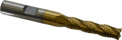 Interstate - 5/16" Diam, Coarse Pitch, 1-3/8" LOC, 4 Flute Cobalt Roughing Square End Mill - TiN Finish, 3-1/8" OAL, 3/8" Shank Diam, Single End, Centercutting - Eagle Tool & Supply