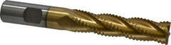 Interstate - 5/8" Diam, Coarse Pitch, 2-1/2" LOC, 4 Flute Cobalt Roughing Square End Mill - TiN Finish, 4-5/8" OAL, 5/8" Shank Diam, Single End, Centercutting - Eagle Tool & Supply