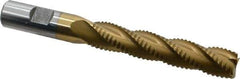 Interstate - 5/8" Diam, Coarse Pitch, 3-1/8" LOC, 4 Flute Cobalt Roughing Square End Mill - TiN Finish, 5-1/4" OAL, 5/8" Shank Diam, Single End, Centercutting - Eagle Tool & Supply