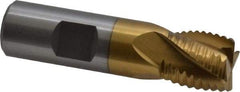 Interstate - 3/4" Diam, Coarse Pitch, 3/4" LOC, 4 Flute Cobalt Roughing Square End Mill - TiN Finish, 3" OAL, 3/4" Shank Diam, Single End, Centercutting - Eagle Tool & Supply