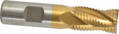 Interstate - 3/4" Diam, Coarse Pitch, 1-1/4" LOC, 4 Flute Cobalt Roughing Square End Mill - TiN Finish, 3-1/2" OAL, 3/4" Shank Diam, Single End, Centercutting - Eagle Tool & Supply