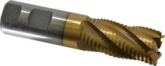 Interstate - 1" Diam, Coarse Pitch, 2" LOC, 5 Flute Cobalt Roughing Square End Mill - TiN Finish, 4-1/2" OAL, 1" Shank Diam, Single End, Centercutting - Eagle Tool & Supply