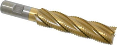 Interstate - 1" Diam, Coarse Pitch, 4" LOC, 5 Flute Cobalt Roughing Square End Mill - TiN Finish, 6-1/4" OAL, 3/4" Shank Diam, Single End, Centercutting - Eagle Tool & Supply