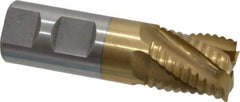 Interstate - 1" Diam, Coarse Pitch, 1-1/8" LOC, 5 Flute Cobalt Roughing Square End Mill - TiN Finish, 3-5/8" OAL, 1" Shank Diam, Single End, Centercutting - Eagle Tool & Supply