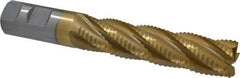 Interstate - 1" Diam, Coarse Pitch, 4" LOC, 5 Flute Cobalt Roughing Square End Mill - TiN Finish, 6-1/2" OAL, 1" Shank Diam, Single End, Centercutting - Eagle Tool & Supply