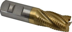 Interstate - 1" Diam, Coarse Pitch, 1-5/8" LOC, 5 Flute Cobalt Roughing Square End Mill - TiN Finish, 4-1/8" OAL, 1" Shank Diam, Single End, Centercutting - Eagle Tool & Supply