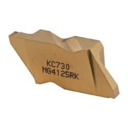 Kennametal - 4125NG K Grade KC730, 3.18mm Cutting Width Carbide Grooving Insert - 3.81mm Max Depth of Cut, Right Hand, 0.19mm Corner Radius, TiN Finish - Eagle Tool & Supply