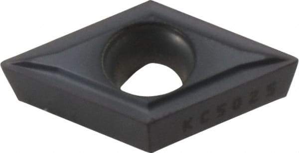 Kennametal - DCMT32.50.5 LF Grade KC5025 Carbide Turning Insert - TiAlN Finish, 55° Diamond, 3/8" Inscr Circle, 5/32" Thick, 0.0079" Corner Radius - Eagle Tool & Supply