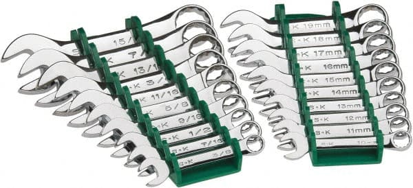 SK - 20 Piece, 3/8 to 15/16", Combination Wrench Set - Eagle Tool & Supply