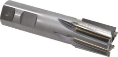 Made in USA - 1-1/8", 1-1/4" LOC, 1" Shank Diam, 4-1/4" OAL, 6 Flute, Carbide-Tipped Square End Mill - Single End, Uncoated, Spiral Flute, 6° Helix, Right Hand Cut, Right Hand Flute - Eagle Tool & Supply