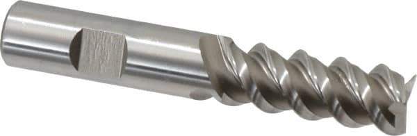 Interstate - 5/8" Diam, 1-5/8" LOC, 3 Flute Cobalt Roughing & Finishing Square End Mill - Uncoated, 3-3/4" OAL, 5/8" Shank Diam, Weldon Shank, 60° Helix, Centercutting, Regular Length - Eagle Tool & Supply