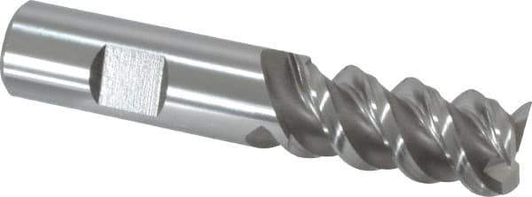 Interstate - 3/4" Diam, 1-5/8" LOC, 3 Flute Cobalt Roughing & Finishing Square End Mill - Uncoated, 3-7/8" OAL, 3/4" Shank Diam, Weldon Shank, 60° Helix, Centercutting, Regular Length - Eagle Tool & Supply