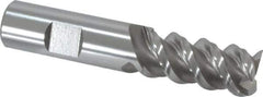 Interstate - 3/4" Diam, 1-5/8" LOC, 3 Flute Cobalt Roughing & Finishing Square End Mill - Uncoated, 3-7/8" OAL, 3/4" Shank Diam, Weldon Shank, 60° Helix, Centercutting, Regular Length - Eagle Tool & Supply