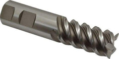 Interstate - 1" Diam, 2" LOC, 4 Flute Cobalt Roughing & Finishing Square End Mill - Uncoated, 4-1/2" OAL, 1" Shank Diam, Weldon Shank, 60° Helix, Centercutting, Regular Length - Eagle Tool & Supply