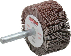 Superior Abrasives - 2" Diam x 1" Face Width, Very Fine Aluminum Oxide Coated Mounted Flap Wheel - 1/4" Shank Mount, 240 Grit, J Weighted Cloth Backing, 14,000 Max RPM - Eagle Tool & Supply