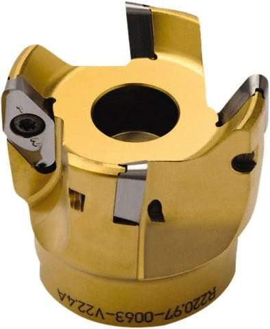 Seco - 4" Cut Diam, 0.394" Max Depth, 1-1/2" Arbor Hole, 5 Inserts, VPGX 2206 Insert Style, Indexable Copy Face Mill - 25,000 Max RPM, 2-1/4 High, Through Coolant - Eagle Tool & Supply