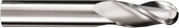 SGS - 11mm Diam, 25mm LOC, 3 Flute Solid Carbide Ball End Mill - AlTiN Finish, Single End, 75mm OAL, 12mm Shank Diam, Spiral Flute - Eagle Tool & Supply