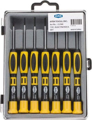 Aven - 7 Piece Phillips & Slotted Screwdriver Set - Soft Touch Handle, Bit Sizes: Philips #00 to #1 - Eagle Tool & Supply