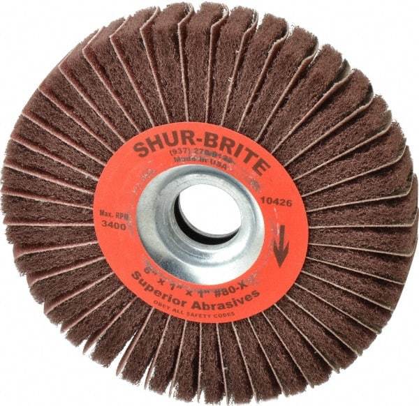 Superior Abrasives - 6" Diam, 80 Grit Aluminum Oxide Duplex Wheel - 1" Hole, 1" Wide, Coated, Medium Grade, 4,500 Max RPM - Eagle Tool & Supply