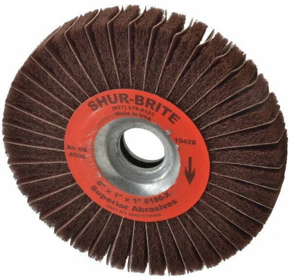Superior Abrasives - 6" Diam, 180 Grit Aluminum Oxide Duplex Wheel - 1" Hole, 1" Wide, Coated, Very Fine Grade, 4,500 Max RPM - Eagle Tool & Supply