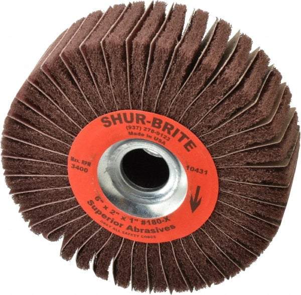 Superior Abrasives - 6" Diam, 180 Grit Aluminum Oxide Duplex Wheel - 1" Hole, 2" Wide, Coated, Very Fine Grade, 4,500 Max RPM - Eagle Tool & Supply