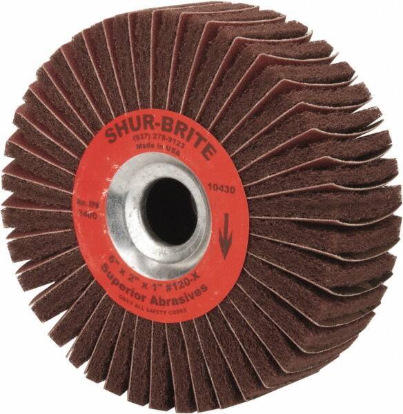 Superior Abrasives - 6" Diam, 120 Grit Aluminum Oxide Duplex Wheel - 1" Hole, 2" Wide, Coated, Fine Grade, 4,500 Max RPM - Eagle Tool & Supply