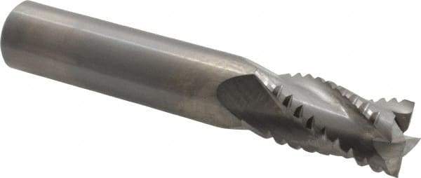 M.A. Ford - 1/2" Diam, 1" LOC, 4 Flute Solid Carbide Roughing & Finishing Square End Mill - Uncoated, 3" OAL, 1/2" Shank Diam, Straight Shank, 30° Helix, Centercutting, Regular Length - Eagle Tool & Supply