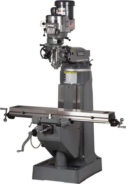 Bridgeport - 9" Table Width x 49" Table Length, Variable Speed Pulley Control, 3 Phase Knee Milling Machine - R8 Spindle Taper, 2 hp - Eagle Tool & Supply