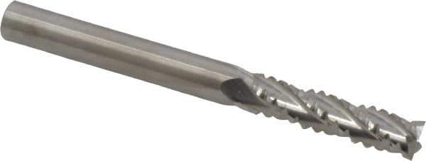 M.A. Ford - 5/16" Diam, 1-3/8" LOC, 4 Flute Solid Carbide Roughing & Finishing Square End Mill - Uncoated, 3-1/4" OAL, 5/16" Shank Diam, Straight Shank, 30° Helix, Centercutting, Extra Long Length - Eagle Tool & Supply