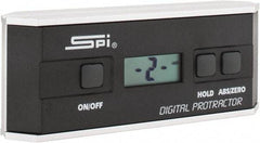 SPI - (1) 360 and (4) 90° Measuring Range, Digital Protractor - 0.10° Resolution, Accuracy Up to 0.1 (Level 10°); 0.1 (Plumb 10°); 0.2 (Maximum Error)°, 3V Lithium Battery Included - Eagle Tool & Supply