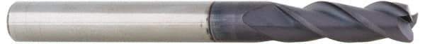 Accupro - 1", 3 Flute, Single End, Solid Carbide, 0.03" Corner Radius End Mill - 4" OAL, 35° Helix, Right Hand Flute, 2" LOC, Right Hand Cut - Eagle Tool & Supply