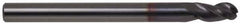 Accupro - 5/8" Diam, 3/4" LOC, 3 Flute Solid Carbide Ball End Mill - AlTiN Finish, Single End, 3" OAL, 5/8" Shank Diam, Spiral Flute - Eagle Tool & Supply