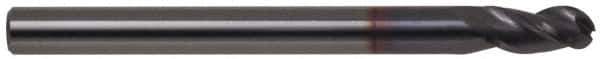Accupro - 1" Diam, 2" LOC, 3 Flute Solid Carbide Ball End Mill - AlTiN Finish, Single End, 4" OAL, 1" Shank Diam, Spiral Flute - Eagle Tool & Supply