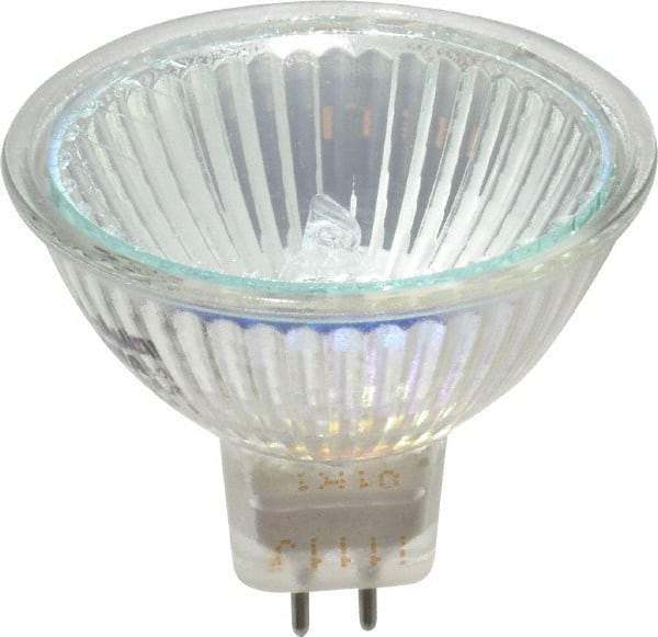 Value Collection - 50 Watt, 12 Volt, Halogen Miniature & Specialty MR16 Lamp - 2 Pin Base, 50 to 749 Equivalent Range, Warm (1,000 to 3,000), 1-7/8" OAL - Eagle Tool & Supply