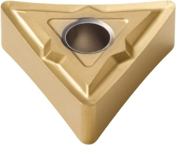 Seco - TNMP333 MF1 Grade CP500 Carbide Turning Insert - TiAlN/TiN Finish, 60° Triangle, 3/8" Inscr Circle, 3/16" Thick, 3/64" Corner Radius - Eagle Tool & Supply